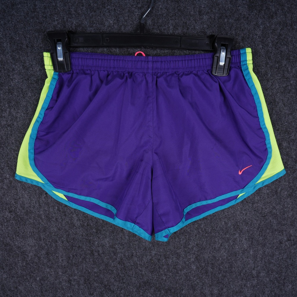 Nike Dri-FIT Running Shorts Womens L Purple Lime Green Excellent Colorblock